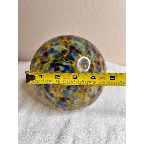 Hand-Blown Art Glass Vase Confetti Splash Swirl Pattern Ruffled Edge 7-3/4" - Picture 11 of 12